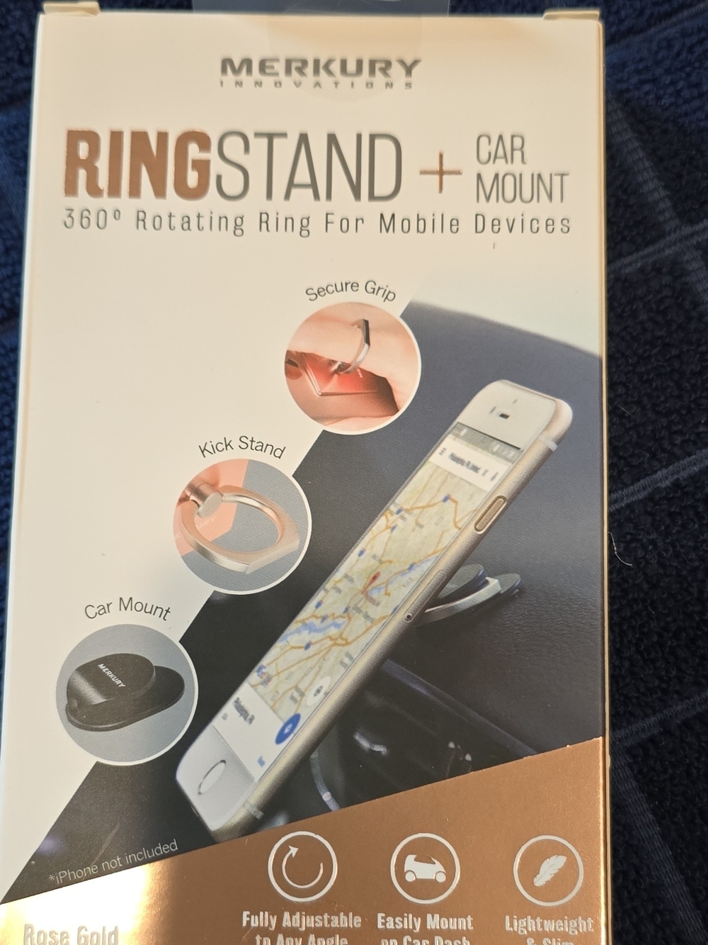 MERKURY Innovations Ring Stand Car Mount, Dual Wall Charger And Battery Charger